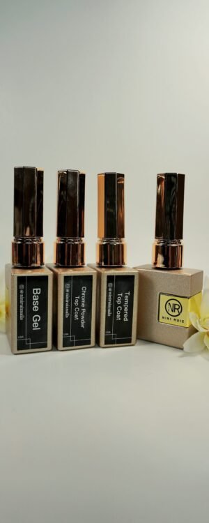 Combo: Base Gel - Tempered Top Coat - Chrome Powder Top Coat